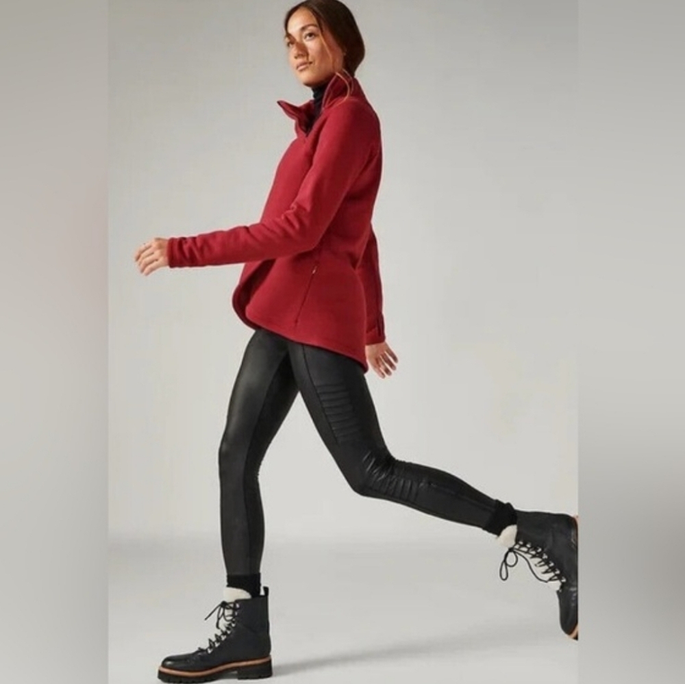 NEW Athleta Womens Delancey Gleam Moto Tight Leggings Faux Leather - Picture 2 of 15